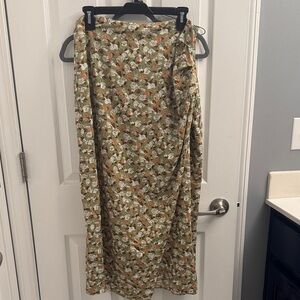 Emory Park Floral Maxi Skirt - Olive and Rust